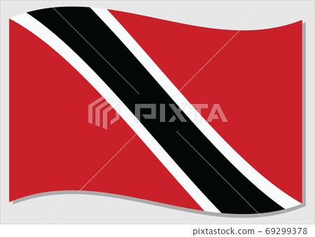Waving flag of Trinidad and Tobago vector graphic. Waving Trinidadian and Tobagonian flag illustration. Trinidad and Tobago country flag wavin in the wind is a symbol of freedom and independence. 69299378