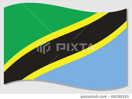 Waving flag of Tanzania vector graphic. Waving... - Stock Illustration ...