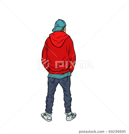 A teenage boy stands back A teenage boy stands back 69299895