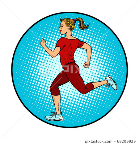 young woman running, sports jog - Stock Illustration [69299929] - PIXTA