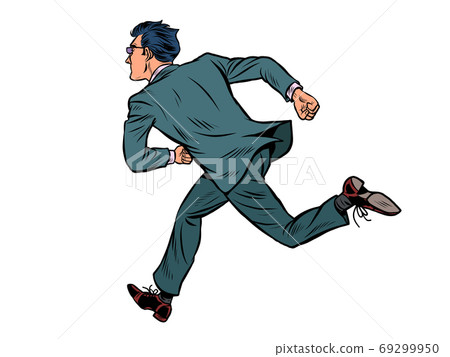 The businessman runs. Business man is late 69299950