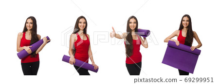 Young woman in sports concept isolated on white 69299951