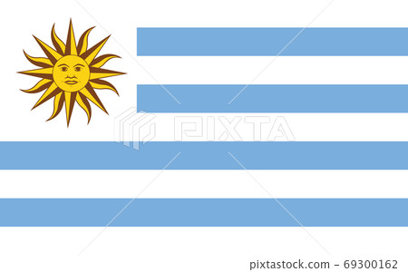 Uruguay flag vector graphic. Rectangle Uruguayan flag illustration. Uruguay country flag is a symbol of freedom, patriotism and independence. 69300162