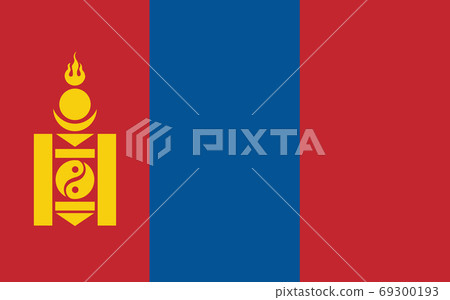 Mongolia flag vector graphic. Rectangle Mongolian flag illustration. Mongolia country flag is a symbol of freedom, patriotism and independence. 69300193