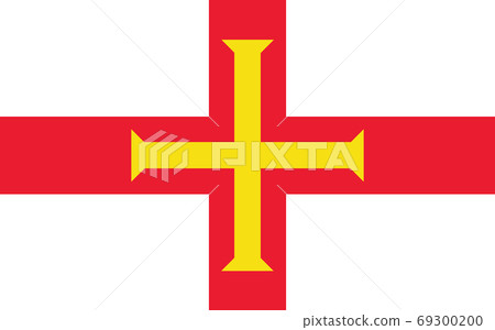 Guernsey flag vector graphic. Rectangle Guernesiais flag illustration. Guernsey country flag is a symbol of freedom, patriotism and independence. 69300200