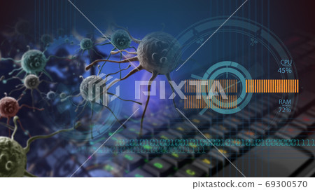 3d rendering - cancer cell in the future. 3d rendering - cancer cell in the future. 69300570