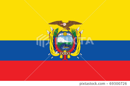 Ecuador flag vector graphic. Rectangle Ecuadorian flag illustration. Ecuador country flag is a symbol of freedom, patriotism and independence. 69300726