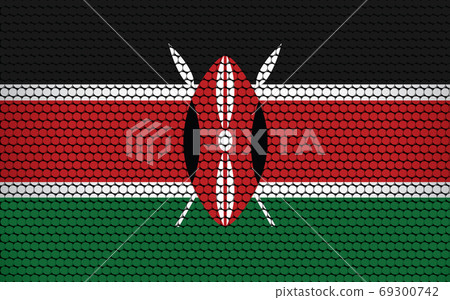 Abstract flag of Kenya made of circles. Kenyan flag designed with colored dots giving it a modern and futuristic abstract look. 69300742