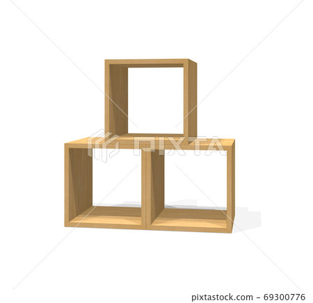 3d rendering of wooden display box furniture - Stock Illustration ...