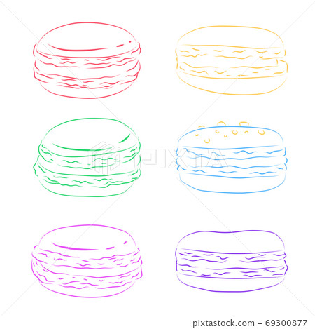Set of contour multicolored macaroon. Set of contour multicolored macaroon. 69300877