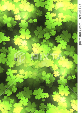 Seamless festive texture with a happy four-leaf clover 69301173