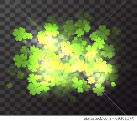 Vector transparent element with a happy four-leaf clover Vector transparent element with a happy four-leaf clover 69301174