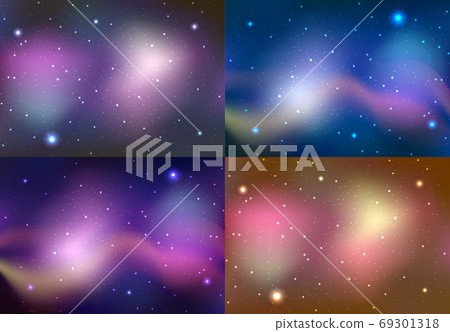 Set of space illustrations with stars and nebulae - Stock Illustration ...