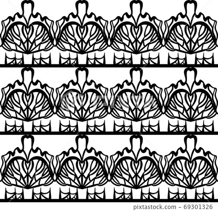 Seamless black and white texture of black lace on white background. Seamless black and white texture of black lace on white background. 69301326