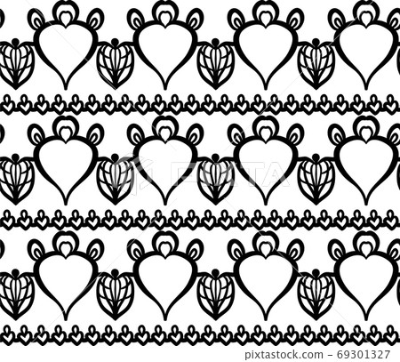 Seamless black and white texture of black lace on white background. Seamless black and white texture of black lace on white background. 69301327