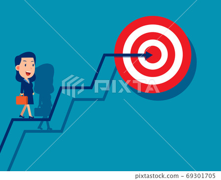 A businesswoman in the way to the goal 69301705