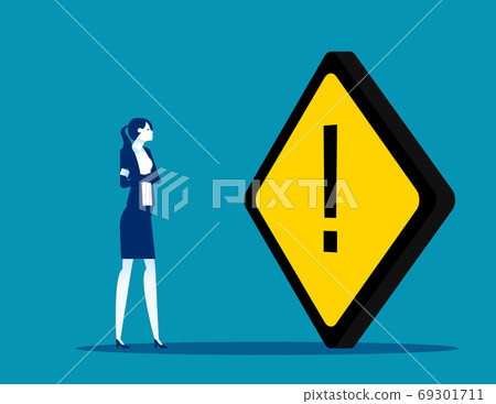 The woman was blocked by the yellow exclamation mark The woman was blocked by the yellow exclamation mark 69301711