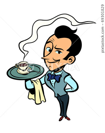 waiter with a Cup of coffee or tea waiter with a Cup of coffee or tea 69301829