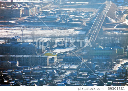 Views of the road bridge across the Lena river at Ust-Kut 69301881