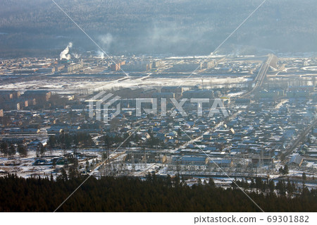 Views of the road bridge across the Lena river at Ust-Kut. 69301882
