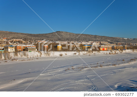 Residential area of the city of Ust-Kut  in the winter 69302277