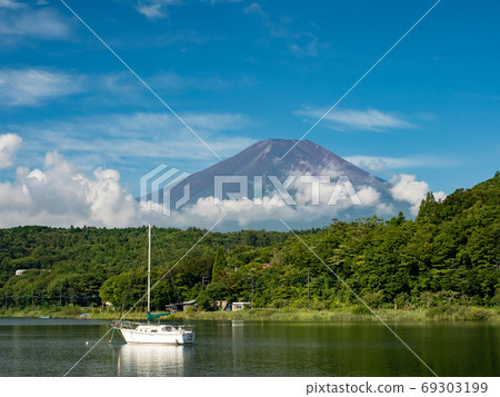 夏天在富士山和山中湖的景色:從山中湖岸邊的景色 夏天在富士山和山中湖的景色:從山中湖岸邊的景色 69303199