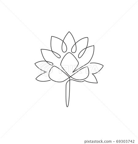 One continuous line drawing of beauty fresh lotus for spa business logo One continuous line drawing of beauty fresh lotus for spa business logo 69303742
