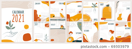 2021 calendar in modern eco nature life style. 69303979