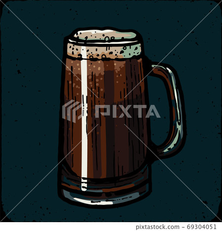 Retro style beer mug, cup or glass engraving. Porter, stout, red ale Local brewery. Vintage vector engraving illustration for web, poster, label, invitation to oktoberfest festival, party. Beer pint 69304051