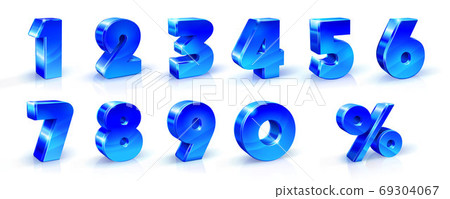 Set Of Blue Numbers 1 2 3 4 5 6 7 8 9 Stock Illustration