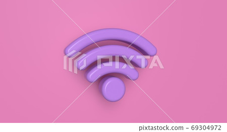 Wi-fi symbol on background. Wireless network sign. Communication technology concept illustration. 3D rendering. 69304972