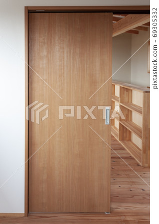 Door of a new wooden house Door of a new wooden house 69305332