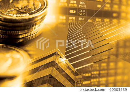 Stock market investment trading financial, coin and graph chart Stock market investment trading financial, coin and graph chart 69305389