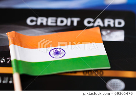 India flag on credit card 69305476