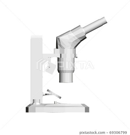 Low poly microscope. White desktop microscope. Side view. 3D. Vector illustration Low poly microscope. White desktop microscope. Side view. 3D. Vector illustration 69306799