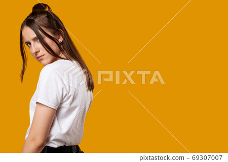 upset girl bad emotion sad woman frowningly upset girl bad emotion sad woman frowningly 69307007