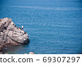 Sea fishing blue rocks beach water nature 69307297