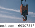 Crane machine old blue sky cloud steel industry 69307837