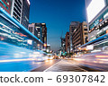 Bus trajectory road light downtown downtown city 69307842