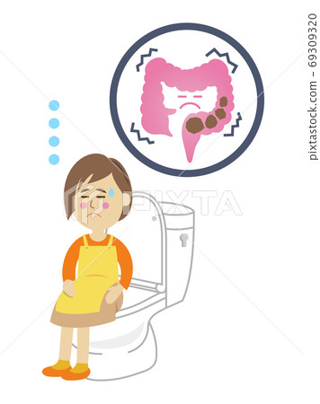 Illustration image of a housewife with constipation and spicy Illustration image of a housewife with constipation and spicy 69309320