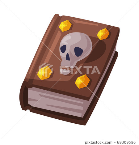 Witch Spell Book with Skull Bone, Witchcraft Attribute, Happy Halloween Object Cartoon Style Vector Illustration on White Background Witch Spell Book with Skull Bone, Witchcraft Attribute, Happy Halloween Object Cartoon Style Vector Illustration on White Background 69309586