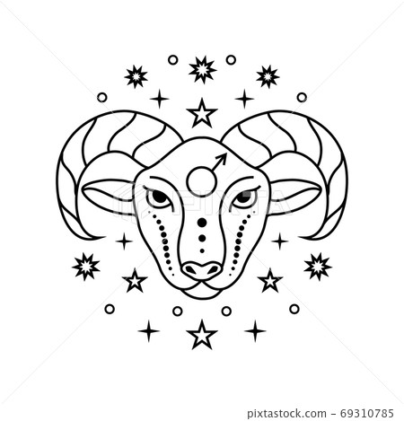 Aries zodiac sign on white Aries zodiac sign on white 69310785