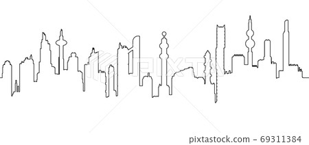 One line cityscape silhouette 69311384