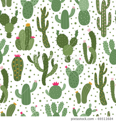 Free Vector, Cactus pattern