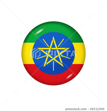 Round flag of Ethiopia. Vector illustration. Button, icon, gloss 69312940