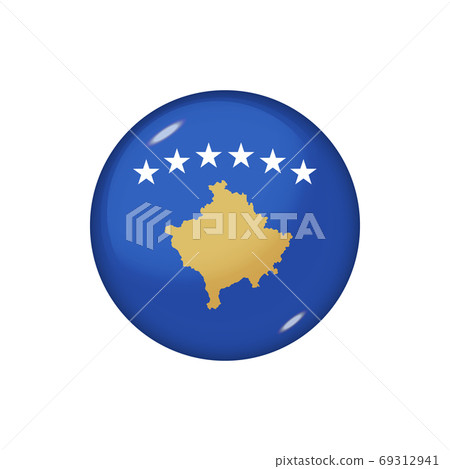 Round flag of Kosovo. Vector illustration. Button, icon, glossy 69312941