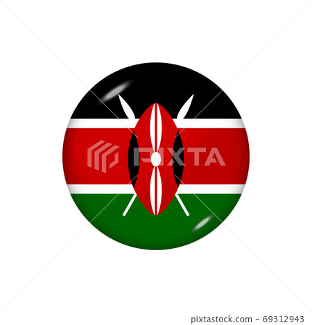Round flag of Kenya. Vector illustration. Button, icon, glossy b Round flag of Kenya. Vector illustration. Button, icon, glossy b 69312943