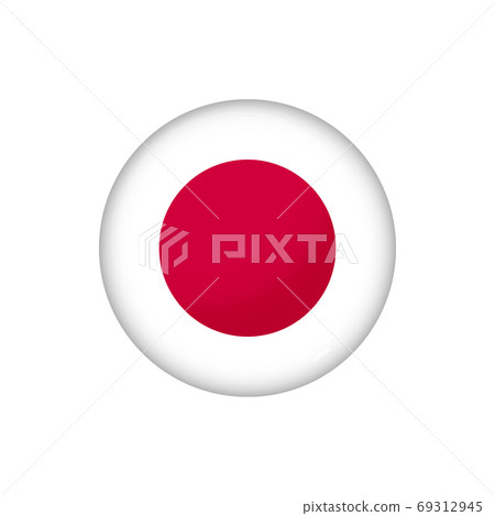 Round flag of Japan. Vector illustration. Button, icon, glossy b 69312945