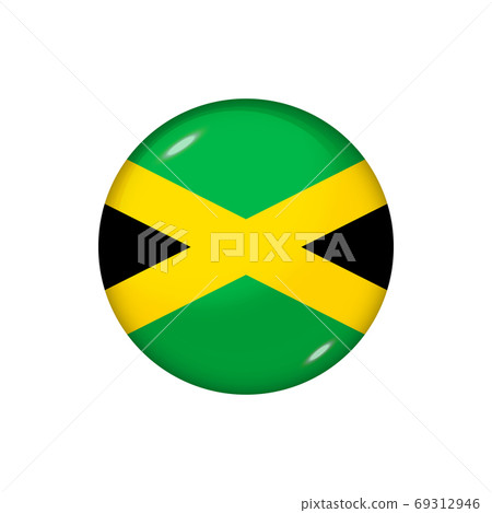 Round flag of Jamaica. Vector illustration. Button, icon, glossy 69312946