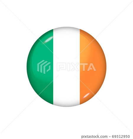 Round flag of Ireland. Vector illustration. Button, icon, glossy Round flag of Ireland. Vector illustration. Button, icon, glossy 69312950